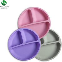 Amazon Bestseller Wholesale 100% Food Grade Silicone Anti-Slip Silicone Divided Plate Kids Dinner Plate Silicone Baby Plate