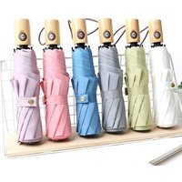 Auto Open Close 3 Fold Umbrella Wooden Handle – 6 Options