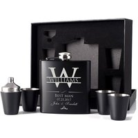 Matt Stainless Steel Hip Flask Gift Set Four Shot Glasses