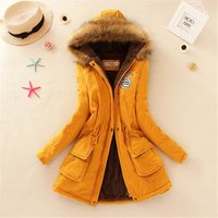 Warm Quilted Parka Hood Faux Fur Collar