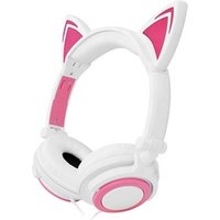 Factory Price wholesale custom led kids wired cat ear headphones with 3.5mm headphone jack