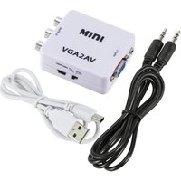 Mini VGA to AV RCA Converter with 3.5mm Audio for HDTV PC