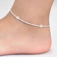 Hot Popular women 18k white gold plated 925 sterling silver anklet