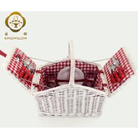 Outdoor hamper wicker basket for gift white willow picnic basket 4 person