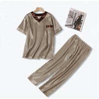 Printed Satin Pyjama Set Short Sleeves Long Trousers
