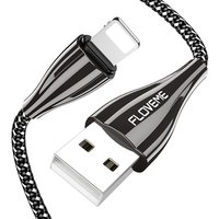 Free Shipping 2.4A Phone Cable FLOVEME 2m USB Cable for iPhone Zinc Alloy Braided Fast Charging Data Cable