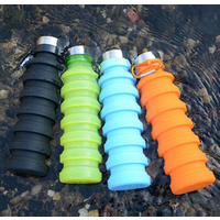 Promotional Collapsible Silicone Water Bottle/Portable Travel Sport Water Bottle Folding Save Space 550ml