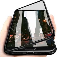 Aluminium Frame Bumper Magnetic Metal Cover Phone Tempered Glass Back Case For Iphone X