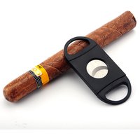 Stainless steel cigar knife double finger stretch cigar knife black luxury plastic cigar cutter scissors