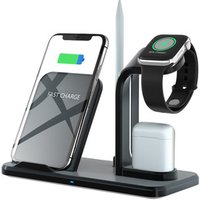 Tinderala Pencil Holder Stand 10W Fast Charging Qi Wireless Charger for IPhone 8 XS X XR Apple Watch 4 3 2 Airpods