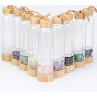 Crystal Energy Gemstone Elixir Water Bottle Bamboo Lid