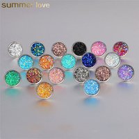New Arrival 2019 Round Gypsophila Crystal Druzy Hypoallergenic Engagement Stainless Steel Glitter Stud Earrings For Women