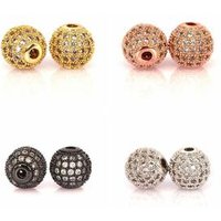 Micro Paved Copper CZ Ball Beads Charm For DIY Making Bracelet White Cubic Zirconia CZ Ball Charm Beads