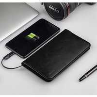 Leather Material Magnetic 7000 mAh Portable Travel Wallet Power Bank for Apple Android Phone