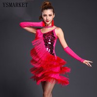 Sequin Fringe Latin Dance Dress E005