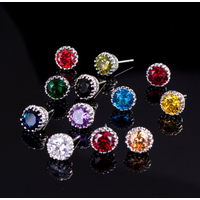 Simple Style Wedding Party Prom Bridal Bride Evening Dress Austrian Cubic Zirconia Stud Earring