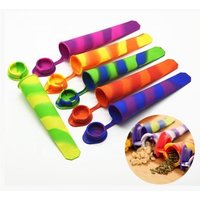 6 Multicoloured Silicone Ice Lolly Moulds Lids