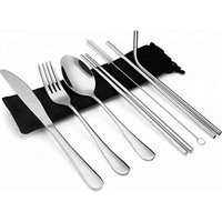 Camping Travel Silverware Set Portable Stainless Steel Cutlery Set Flatware Set with Carrying Case for Office Lunch Hiking
