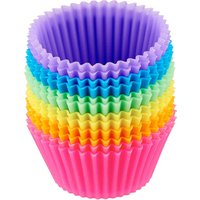 12 Pack Reusable Standard Colorful Truffle Cups Non-stick Cupcake Baking Liners Muffin Molds Silicone Baking Cups Cake Mold