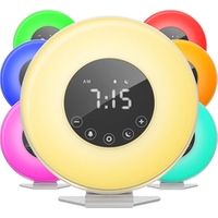 Wake Up FM Radio Electronic Touch Sensor Sunrise LED Light Alarm Clock Radio