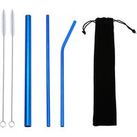 Eco-Friendly Colorful Reusable Metal Stainless Steel 304 5pcs Straw Set with Pouch