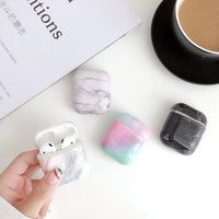 Luxury granite marble classic pc hard protection headphone earphone case for apple airpods 1 2 accessories cover cute bag box