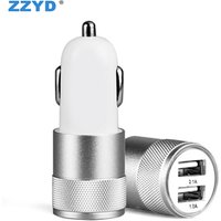 ZZYD Charger Big Sale Metal Dual Port Usb Charger Power Phone Adapter Custom Car Mini Charger For Smartphone