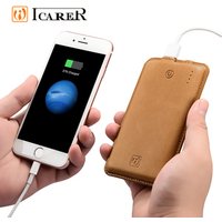 ICARER New Products Full Leather Surface Portable Power Bank 8000Mah , Leather Powerbank