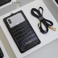 Hiram Beron Luxury Leather Phone Wallet with embossed croco pattern cow leather Phone bag Case