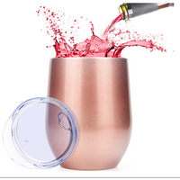 China manufacturer watersy 12oz 18/8 stainless steel double wall vacuum insulated wine glass with lid