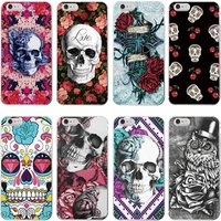 Rockabilly Pink Rose Skull Pattern Soft TPU Clear Phone Case For iphone7 XR Xs Max