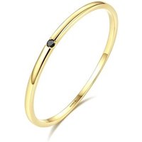 CZCITY Charm Classic 14K Solid Gold Ring Jewelry Dainty Black Stone Rings for Women