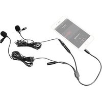 Dual heads condenser lapel microphone Omni-directional mini mic