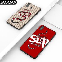 Custom Brand Logo Snake Cartoon Pattern Soft Matte Black TPU Case For iPhones X Xs Max Xr 6s 7 8 Plus Mobile Phone Cover