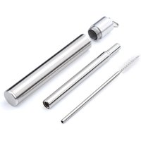 hot sale collapsible foldable drinking stainless steel metal water reusable straw / reusable custom foldable straw set