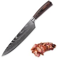 8 inch high carbon 7Cr17 stainless steel butcher cooking tools kitchenware knife Damascus laser pattern kitchen Chef knives