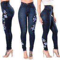 Plus Embroidered Ripped Denim Jeans