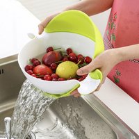 Multi-function rotating plastic round double drain fruit washing basket kitchen hot products