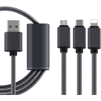 3 in 1 Nylon braided usb fast charging cable 2A
