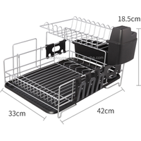 2 Tier Metal Dish Drying Rack Kitchen