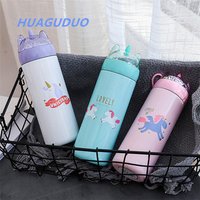 South Korea design innovative household products Cartoon unicorn sequin fashion child water bottle Outdoor portable thermos cup