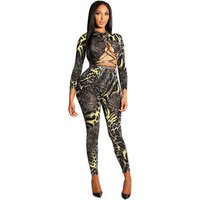 Snake Print Bandage Jumpsuit
