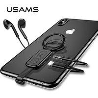 USAMS AU06 4 in 1 Mobile Phone Ring Holder Magnetic Car for Lightning and 3.5mm Aux Audio Adapter for iphone xs max xr