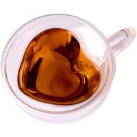 Double Wall Heart Shaped Glass Mug