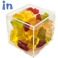 Hot sell factory new product plastic cube display clear plexiglass lucite candy box with lid acrylic food box