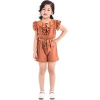 Best selling new design champagne little girl romper ruffle one piece spring jumpsuit