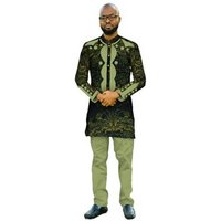 African Print Dashiki Long Sleeve Shirt & Trousers Set
