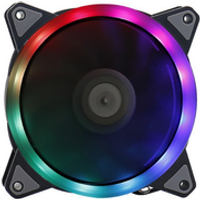 12025 12cm double loop RGB cooling fan box fan without remote control color programming rainbow LED lights and controller