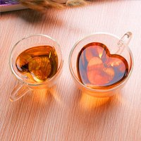 WeVi heart-shaped Double Wall Glass Cup Drinking Reusable Coffee Cup