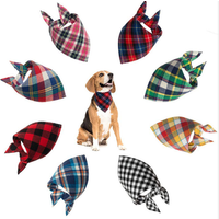 Pet Dog Bandana Small Large Dog Bibs Scarf Washable Cozy Cotton Plaid Printing Puppy Kerchief Bow Tie Pet Grooming Accessories